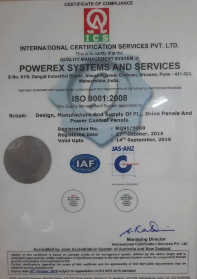 ISO 9001 2008 Powerex Systems & Services