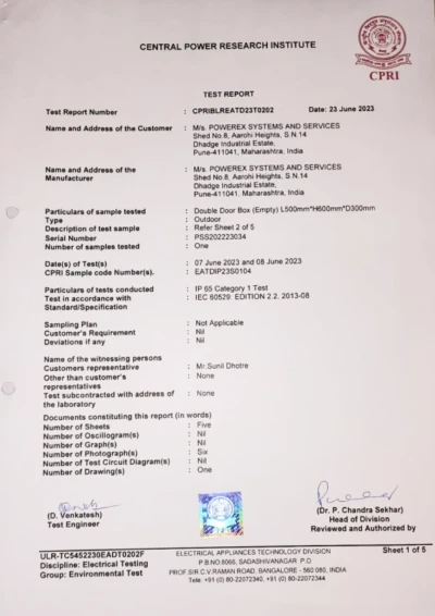 IP65 CPRI Certificate